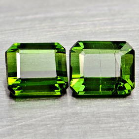 Natural Green Tourmaline 1.85 Ct. 2 Pcs Octagon Shape Gemstones From Nigeria (1 of 3)