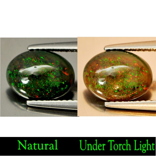Natural Fire Red Black Opal 1.35 Ct. Oval Cabochon Shape 10.4 x 7.8 Mm. Gemstone From Ethiopia (1 of 3)