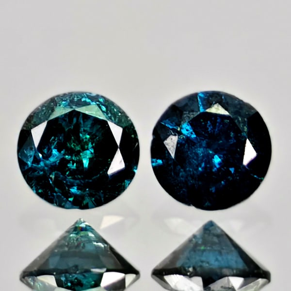 Natural Blue Loose Diamond 0.22 Ct. 2 Pcs Round Diamond Cut 3 Mm From Belgium: Product ID: 502100326 Product Name: Natural Natural Diamond Weight: 0.22 CT. Size: 3 x 3 x 1.8 MM. Shape: Round Diamond Cut Color: Blue Clarity:SI1 Luster: Good Gems Origin: Belgium Treatment: Treated