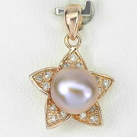 Natural Pearl 925 Sterling Silver Pendant Jewelry Rose Gold Plated 2.71 G. (1 of 3)