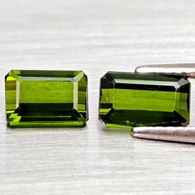 Natural Green Tourmaline 1.85 Ct 2 Pcs Octgon Shape Gemstone From Nigeria (1 of 3)