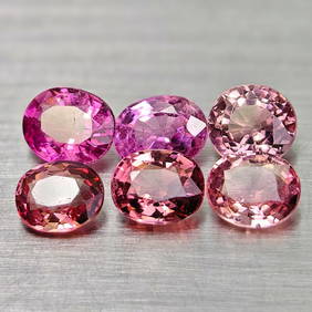 Natural Pink Tourmaline 2.06 Ct. 6 Pcs Oval Shape 5.3 x 4.4 Mm Gemstones From Nigeria (1 of 3)