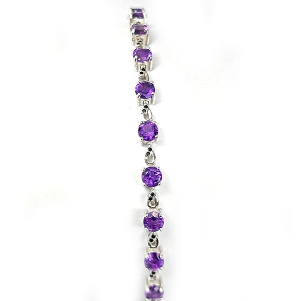 Natural Purple Amethyst 925 Sterling Silver Bracelet Jewelry Length 7.5 Inch. (1 of 3)