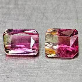 Natural Multi Color Pink Tourmaline 1.07 Ct. 2 Pcs Octagon Shape Gemstones From Nigeria (1 of 3)