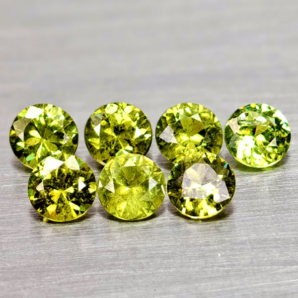 Natural Yellowish Green Demantoid Garnet 1.26 Ct. 7 Pcs Round Diamond Cut 3.4 Mm Gemstones From (1 of 3)