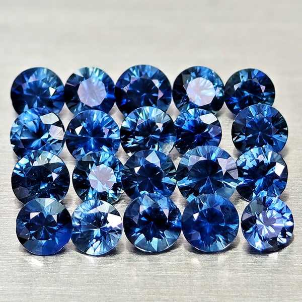 Natural Blue Sapphire 2.10 Ct. 20 Pcs Round Diamond Cut 2.8 Mm Gemstones From Madagascar (1 of 3)