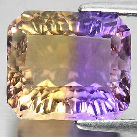 Natural Bi Color Ametrine 8.39 Ct. Clean Octagon Millennium Cut 12.3 x 11 Mm. Gemstone From Bolivia (1 of 3)
