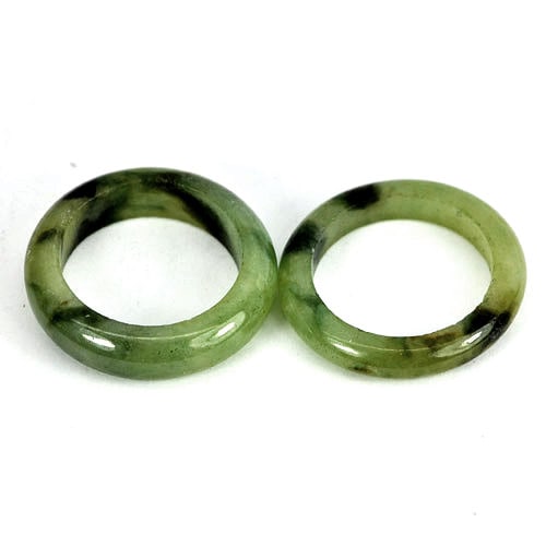 Natural Green Rings Jade 22.46 Ct. 2 Pcs. Size 5.5 Unheated Gemstone (1 of 3)