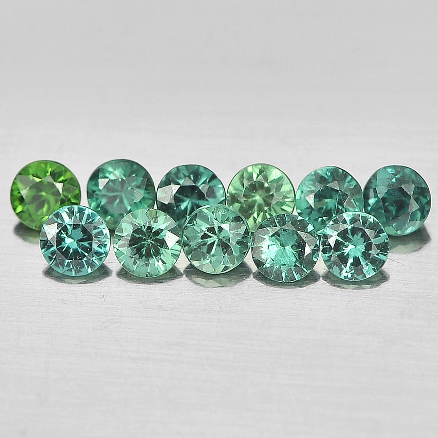Natural Color Change Green To Red Garnet 1.06 Ct. 11 Pcs Round Diamond Cut 1.9 Mm Gemstones: Product ID: 800201238 Product Name: Natural Color Change Garnet Weight: 1.06 CT. Size: 1.9 x 1.9 x 1.4 MM. Shape: Round Diamond Cut Color: Green Clarity:VVS Luster: Good Gems Origin: Russia Treatment: