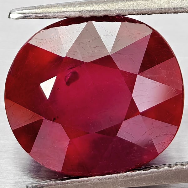 Natural Red Ruby 7.35 Ct. Oval Shape 12 x 10.7 Mm. Gemstone From Madagascar (1 of 3)