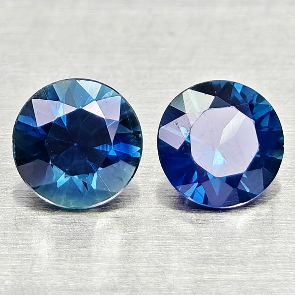 Natural Blue Sapphire 0.48 Ct. 2 Pcs Round Diamond Cut 3.8 Mm Gemstones From Madagascar (1 of 3)