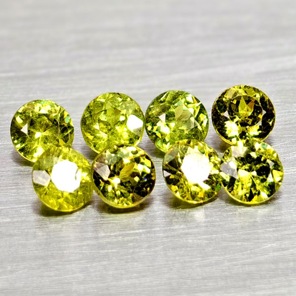 Natural Yellowish Green Demantoid Garnet 1.39 Ct. 8 Pcs Round Diamond Cut 3 Mm Gemstones From: Product ID: 802936573 Product Name: Natural Demantoid Weight: 1.39 CT. Size: 3 x 3 x 2.2 MM. Shape: Round Diamond Cut Color: Yellowish Green Clarity:VSI Luster: Good Gems Origin: Madagascar Treatment: