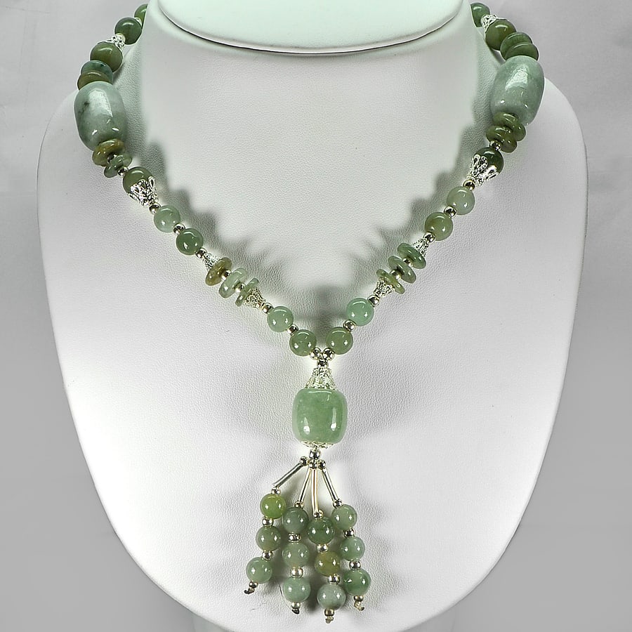 Natural Green Jade Bead Nickel Necklace 506.85 Ct. Length 16 Inch.: Product ID: 819812549 / Product Name: Natural Jade / Weight: 506.85 CT. / Size: Length 16 Inch. MM. / Shape: Mix Shape / Color: Green / Clarity:Opaque / Luster: Good / Gems Origin: Thailand / Treatmen