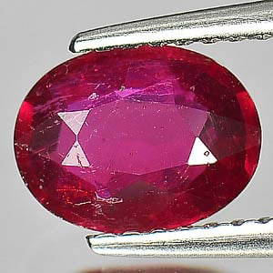 Natural Purplish Red Ruby 1.42 Ct. Oval Shape 7.9 x 6.1 Mm Gemstone From Madagascar: Product ID: 805929787 Product Name: Natural Ruby Weight: 1.42 CT. Size: 7.9 x 6.1 x 2.8 MM. Shape: Oval Color: Purplish Red Clarity:SI Luster: Good Gems Origin: Madagascar Treatment: Heated
