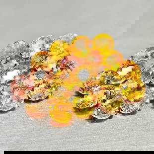 Natural Multi Color Songea Sapphire 2.49 Ct. 20 Pcs Round Shape 2.9 Mm Gemstones From Tanzania: Product ID: 806161939 Product Name: Natural Orange Sapphire Weight: 2.49 CT. Size: 2.9 x 2.9 x 2 MM. Shape: Round Color: Yellow Golden Clarity:VSI Luster: Good Gems Origin: Tanzania Treatment: Heated