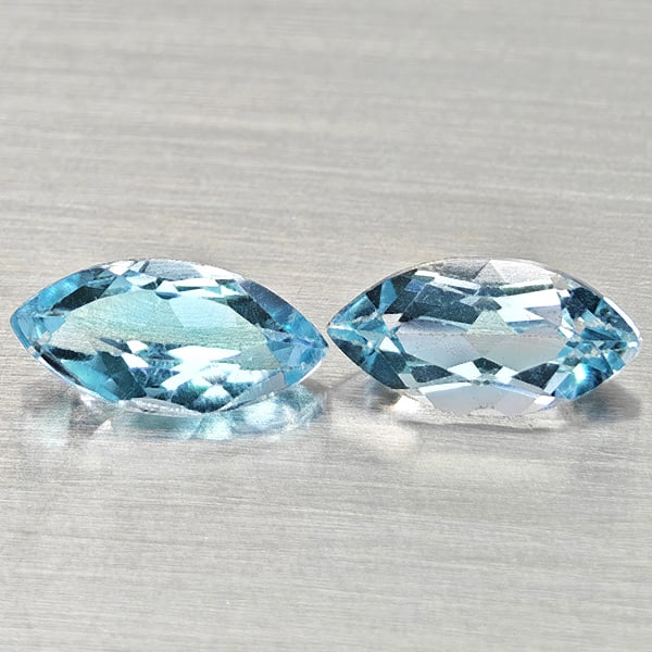 Natural Swiss Blue Topaz 2.78 Ct. 2 Pcs Marquise Shape 10 x 5 Mm Gemstones From Brazil: Product ID: 807168195 Product Name: Natural Blue Topaz Weight: 2.78 CT. Size: 10 x 5 x 3.6 MM. Shape: Marquise Shape Color: Swiss Blue Clarity:VSI Luster: Good Gems Origin: Brazil Treatment: Treated C
