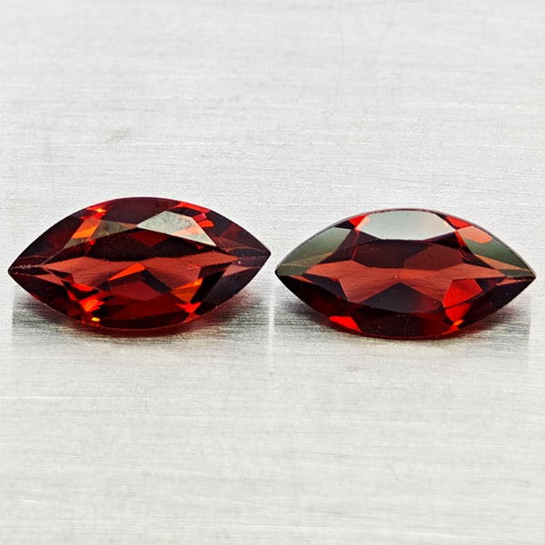 Natural Orangish Red Garnet 2.40 Ct. 2Pcs Marquise Shape 5 x 10 Mm Gemstones from Tanzania (1 of 3)