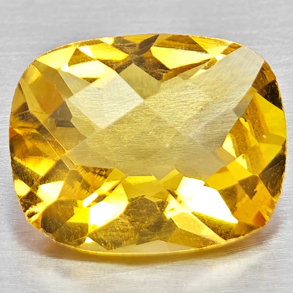 Natural Yellow Citrine 2.25 Ct. Cushion Checkerboard Cut 9.1 x 8.2 Mm Gemstone From Brazil: Product ID: 801815322 Product Name: Natural Citrine Weight: 2.25 CT. Size: 9.1 x 8.2 x 5.1 MM. Shape: Cushion Checkerboard Cut Color: Yellow Clarity:VVS - VSI Luster: Good Gems Origin: Brazil Treatmen