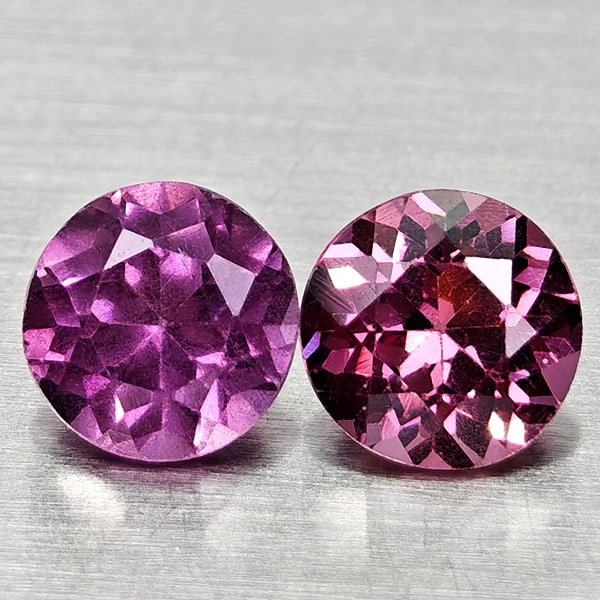 Natural Purplish Pink Rhodolite Garnet 1.28 Ct. 2 Pcs Round 5.1 Mm Gemstones From Madagascar (1 of 3)