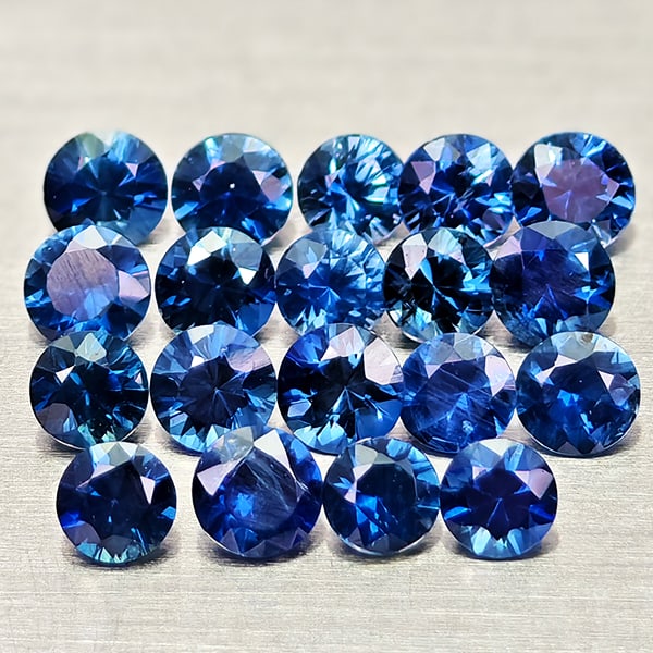 Natural Blue Sapphire 1.34 Ct. 19 Pcs Round Diamond Cut 2.5 Mm Gemstones From Madagascar (1 of 3)