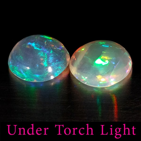 Natural Multi Color Opal 1.12 Ct. 2 Pcs Round Cabochon Shape 6.9 Mm Gemstones From Ethiopia (1 of 3)