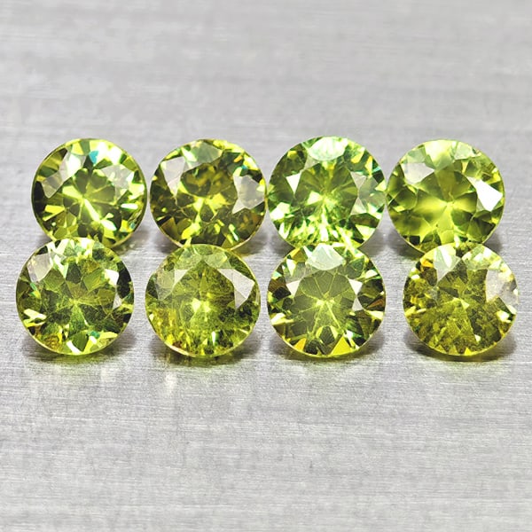 Natural Yellowish Green Demantoid Garnet 1.03 Ct. 8 Pcs Round Diamond Cut 3 Mm Gemstone from: Product ID: 802936789 Product Name: Natural Demantoid Weight: 1.03 CT. Size: 3 x 3 x 1.9 MM. Shape: Round Diamond Cut Color: Yellowish Green Clarity:VSI Luster: Good Gems Origin: Madagascar Treatment: