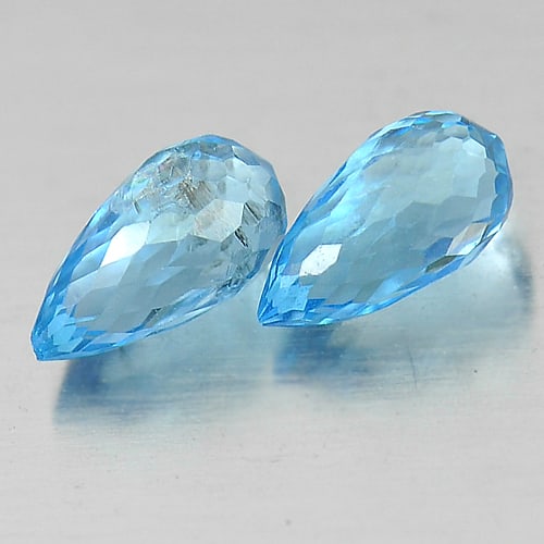 Natural Blue Topaz 1.50 Ct. Briolette Shape 6.7 x 3.6 Mm Gemstones From Brazil: Product ID: 807151343 Product Name: Natural Blue Topaz Weight: 1.50 CT. Size: 6.7 x 3.6 x 3.6 MM. Shape: Briolette Color: Blue Clarity:VSI Luster: Good Gems Origin: Brazil Treatment: Treated Crystal S