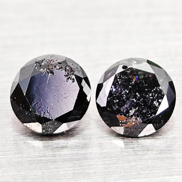 Natural Black Loose Diamond 0.48 Ct. 2 Pcs Round Diamond Cut 3.8 Mm From Belgium (1 of 3)