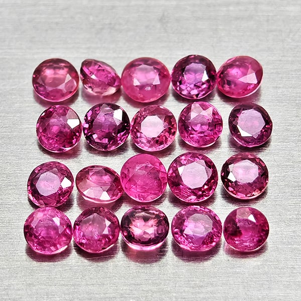 Natural Pinkish Red Ruby 1.27 Ct. 20 Pcs Round Shape 2.4 Mm Gemstones From Thailand (1 of 3)