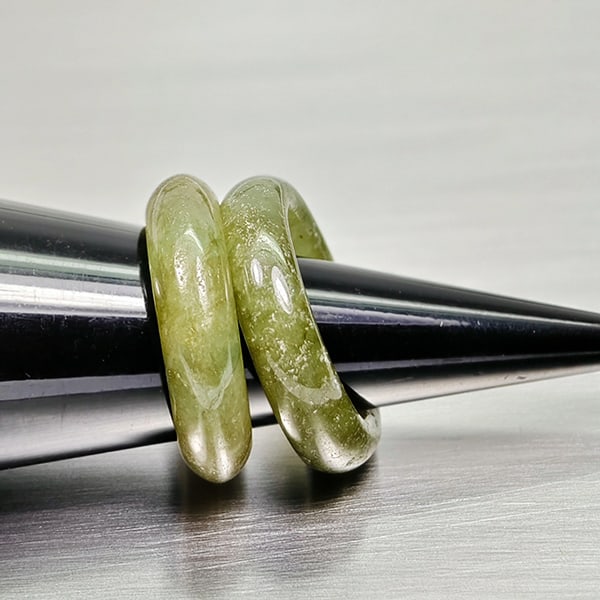 Natural Multi Color Jade 24.70 Ct. 2 Pcs Round Cabochon Rings Size 4.5 Gemstones from Burma (1 of 3)