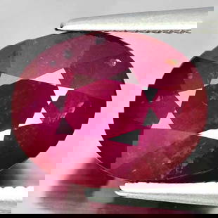 Natural Gem Purplish Red Ruby 4.58 Ct. Oval 10.4 x 8.2 x 5.5 Mm. Madagascar: Product ID: 805928258 Product Name: Natural Ruby Weight: 4.58 CT. Size: 10.4 x 8.2 x 5.5 MM. Shape: Oval Color: Purplish Red Clarity:SI Luster: Good Gems Origin: Madagascar Treatment: Heated