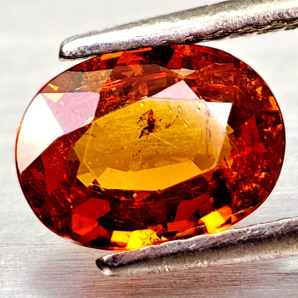 Natural Orange Spessartine Garnet 1.42 Ct. Oval Shape 8.2 x 6.1 Mm. Gemstone From Namibia: Product ID: 802936597 Product Name: Natural Spessartine Weight: 1.42 CT. Size: 8.2 x 6.1 x 3 MM. Shape: Oval Color: Orange Clarity:VSI - SI1 Luster: Very Good Gems Origin: Namibia Treatment: Unheated 