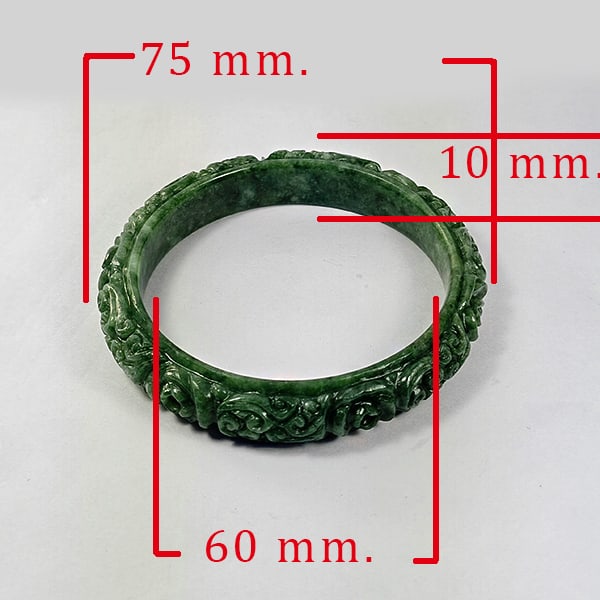 Natural Green Jade Bangle Carving 250.00 Ct. Diameter 60 Mm. Unheated Gemstone (1 of 3)