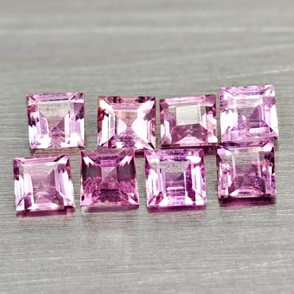 Natural Pink Sapphire 1.00 Ct. 8 Pcs Square Shape 2.5 Mm Gemstones From Madagascar (1 of 3)