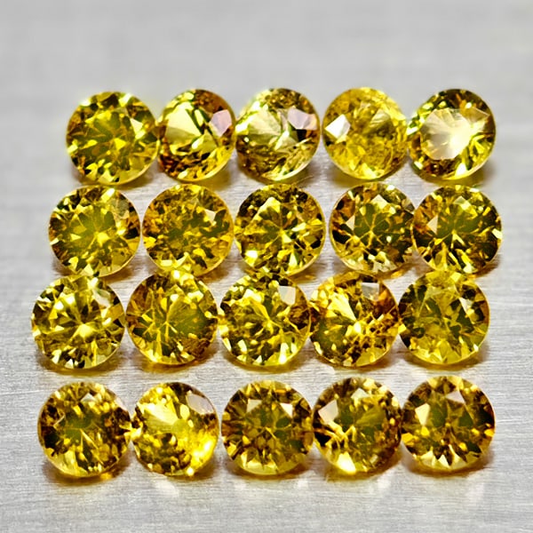 Natural Yellow Songea Sapphire 1.28 Ct. 20 Pcs Round Diamond Cut 2.2 Mm Gemstones From Tanzania: Product ID: 806162379 Product Name: Natural Orange Sapphire Weight: 1.28 CT. Size: 2.2 x 2.2 x 1.6 MM. Shape: Round Diamond Cut Color: Yellow Clarity:VSI Luster: Good Gems Origin: Tanzania Treatment: 