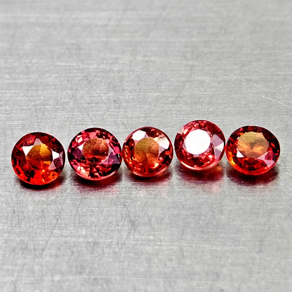 Natural Red Orangish Songea Sapphire 0.87 Ct. 5 Pcs. Round Shape 3.1 Mm. Gemstones From Tanzania: Product ID: 806162079 Product Name: Natural Red Sapphire Weight: 0.87 CT. Size: 3.1 x 3.1 x 1.7 MM. Shape: Round Color: Red Orange Clarity:VSI Luster: Good Gems Origin: Tanzania Treatment: Heated Crys