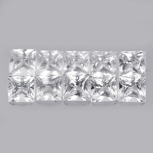 Natural White Topaz 3.75 Ct. 10 Pcs Square Princess Cut 3.9 Mm. Gemstone From Brazil (1 of 3)