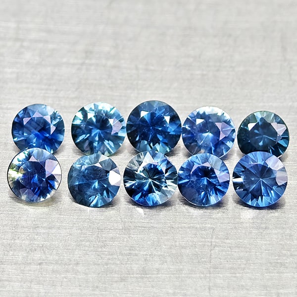 Natural Blue Sapphire 0.65 Ct. 10 Pcs Round Diamond Cut 2.4 Mm Gemstones From Madagascar: Product ID: 806162617 Product Name: Natural Blue Sapphire Weight: 0.65 CT. Size: 2.4 x 2.4 x 1.5 MM. Shape: Round Diamond Cut Color: Blue Clarity:VVS Luster: Good Gems Origin: Madagascar Treatment: He