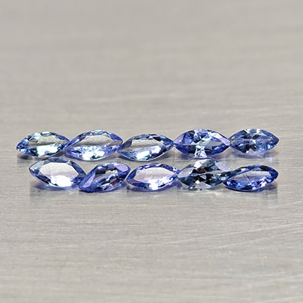 Natural Violetish Blue Tanzanite 1.20 Ct. 10 Pcs Marquise Shape 5.1 x 2.6 Mm Gemstones From Tanzania: Product ID: 807015013 Product Name: Natural Tanzanite Weight: 1.20 CT. Size: 5.1 x 2.6 x 2.5 MM. Shape: Marquise Shape Color: Violetish Blue Clarity:VSI Luster: Good Gems Origin: Tanzania Treatment: U
