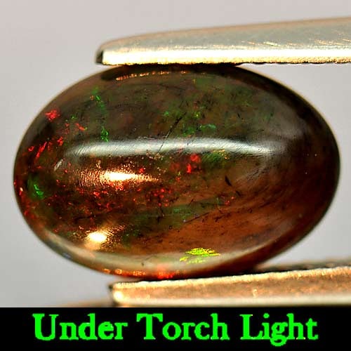 Natural Fire Red Black Opal 1.89 Ct. Oval Cabochon Shape 12.1 x 8.2 Mm. Gemstone From Ethiopia (1 of 3)