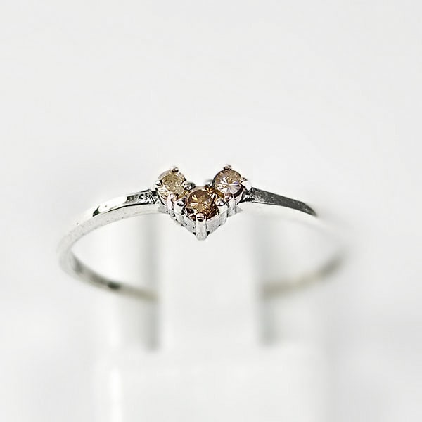 Natural Champagne Diamond 0.10 Ct. 925 Sterling Silver Ring Jewelry 0.75 G. Size 6.5 (1 of 3)