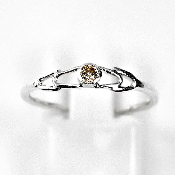 Natural Champagne Diamond 0.06 Ct. 925 Sterling Silver Ring Jewelry 0.81 G. Size 6 (1 of 3)