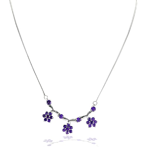 Natural Purple Amethyst 925 Sterling Silver Necklace Jewelry Length 19 Inch. 10.52 G. (1 of 3)