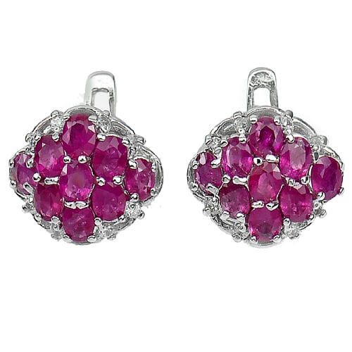 Natural Purplish Pink Ruby 925 Silver Jewelry Earrings Jewelry 5.53 G. (1 of 3)