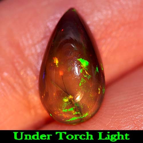 Natural Fire Red Black Opal 2.21 Ct. Pear Cabochon Shape 13.3 x 7.6 Mm. Gemstone (1 of 3)