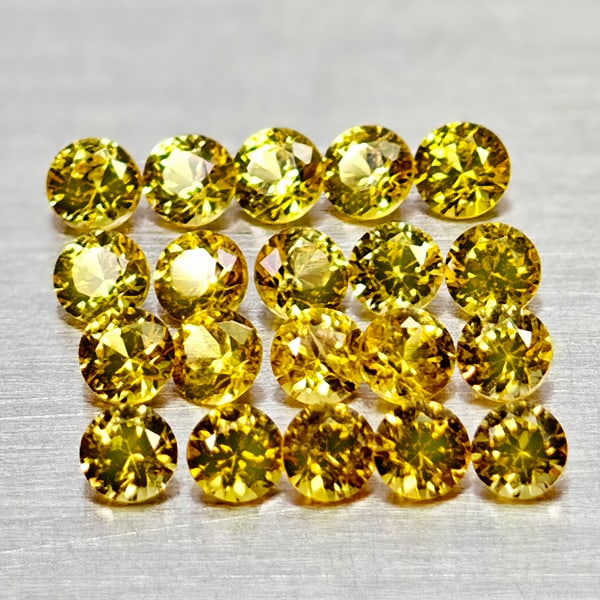 Natural Yellow Songea Sapphire 1.29 Ct. 20 Pcs. Round Diamond Cut 2.2 Mm. Gemstones From Tanzania: Product ID: 806162376 Product Name: Natural Orange Sapphire Weight: 1.29 CT. Size: 2.2 x 2.2 x 1.6 MM. Shape: Round Diamond Cut Color: Yellow Clarity:VSI Luster: Good Gems Origin: Tanzania Treatment: 