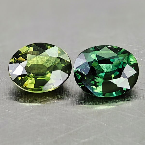 Natural Green Sapphire 1.27 Ct. 2 Pcs. Oval Shape 6 x 4.8 Mm Gemstones From Thailand: Product ID: 806161887 Product Name: Natural Green Sapphire Weight: 1.27 CT. Size: 6 x 4.8 x 2.9 MM. Shape: Oval Color: Green Clarity:VSI Luster: Very Good Gems Origin: Thailand Treatment: Heated Cryst