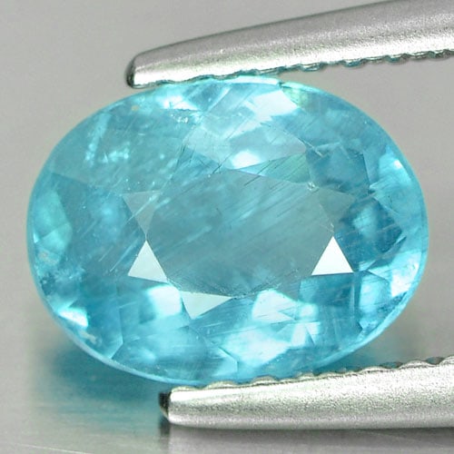 Natural Neon Blue Apatite 1.39 Ct. Oval Shape 8 x 6.1 Mm. Gemstone Unheated From Tanzania (1 of 3)