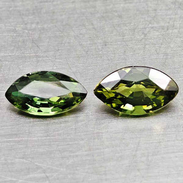 Natural Green Sapphire 0.87 Ct. 2 Pcs Marquise Shape 6.5 x 3.7 Mm Gemstones From Thailand: Product ID: 806162003 Product Name: Natural Green Sapphire Weight: 0.87 CT. Size: 6.5 x 3.7 x 2.7 MM. Shape: Marquise Shape Color: Green Clarity:VSI Luster: Good Gems Origin: Thailand Treatment: Heate