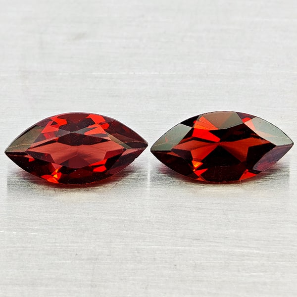 Natural Orangish Red Garnet 2.60 Ct. 2Pcs Marquise Shape 5.1 x 10 Mm Gemstones From Tanzania (1 of 3)